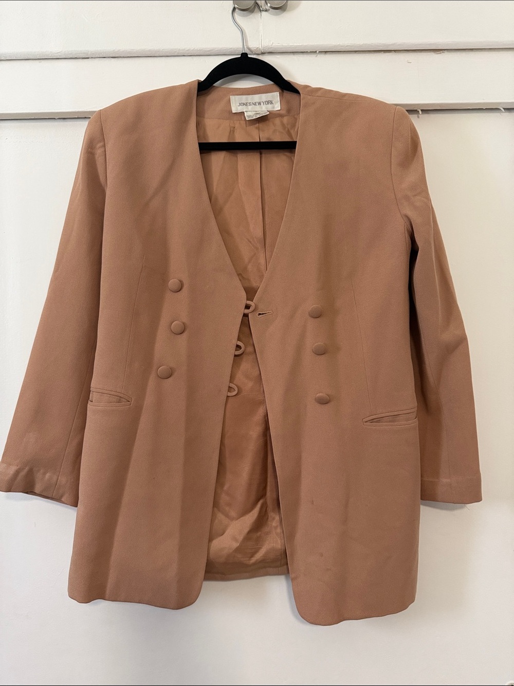Jones New York Vintage Tan Double-Breasted Blazer 6